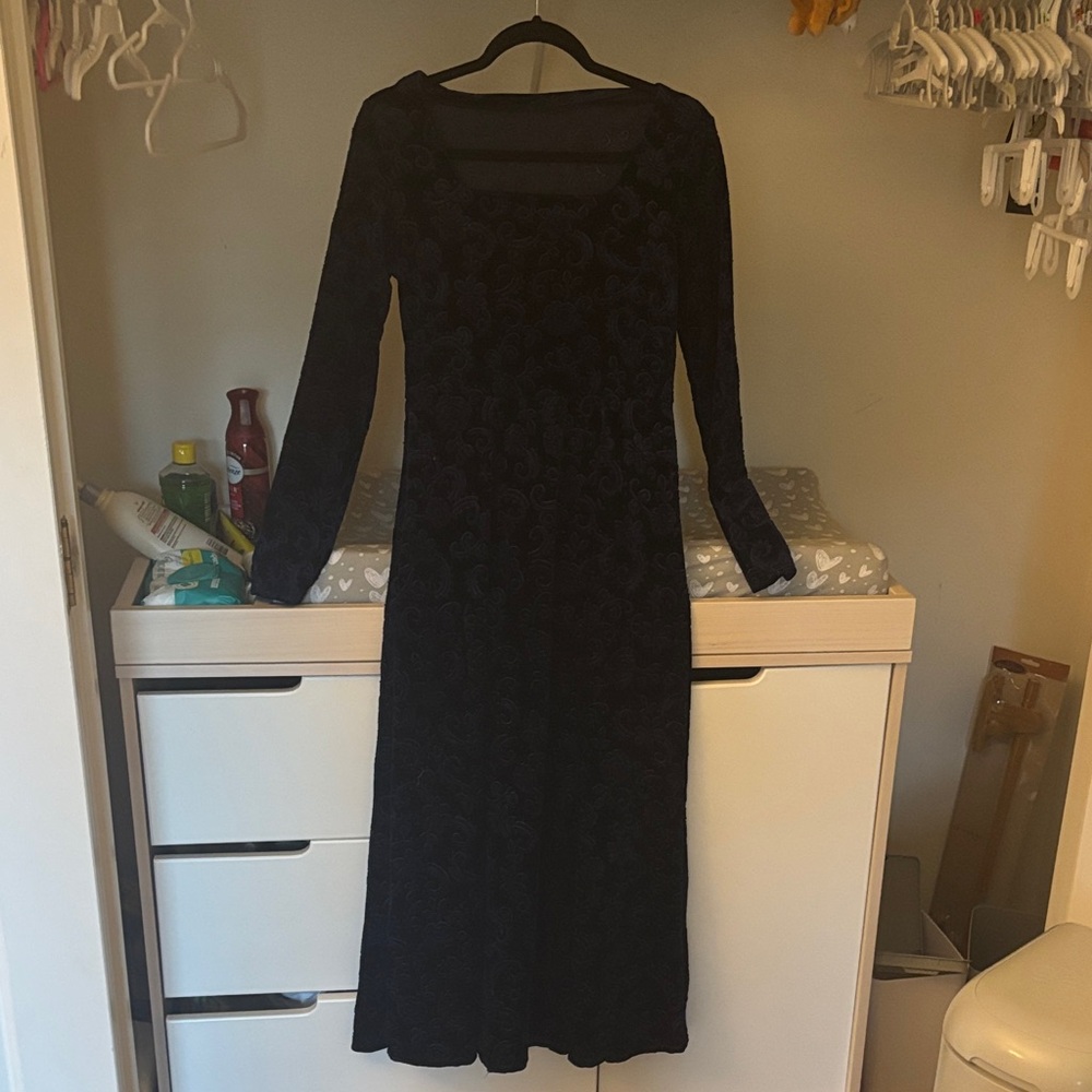 Elegant Navy Long Sleeve Dress